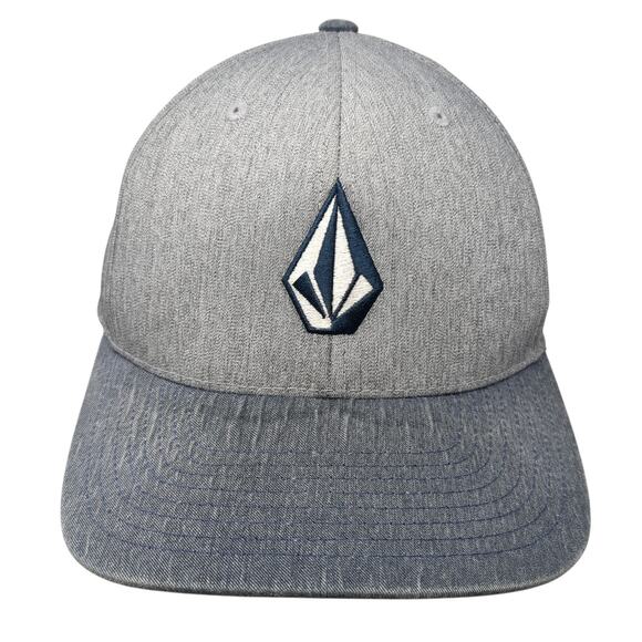 Volcom Fitted Baseball Hat Gray XL Embroidered Flexfit Vent Holes - Picture 1 of 10